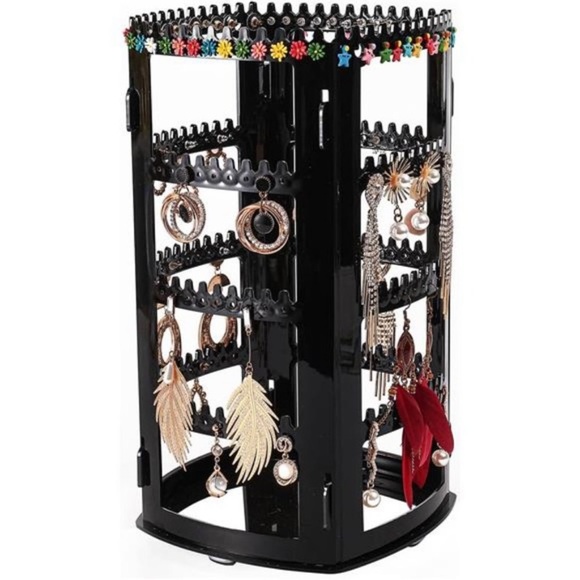360 Rotating Earring Holder and Jewelry Organizer, 4 Tiers Jewelry Rack Display - Picture 2 of 7